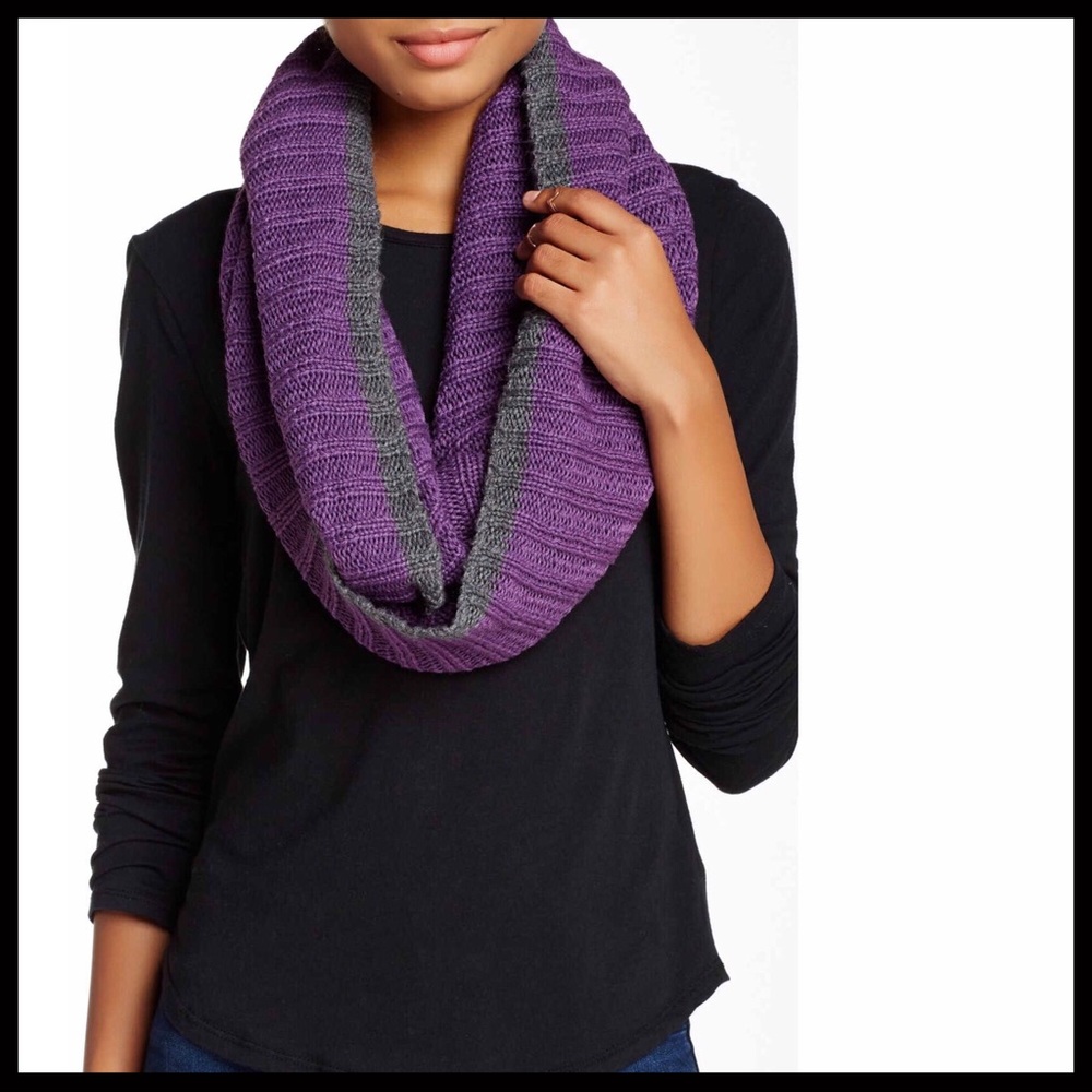 CHUNKY LUXE LONG PURPLE & GREY ETERNITY SCARF - Picture 5 of 5